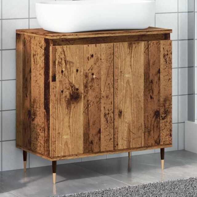 Berkfield Home Bathroom Cabinet Old Wood 58x33x60 cm Engineered Wood in Brown - Size: 58 x 33 x 60 cm - image 1