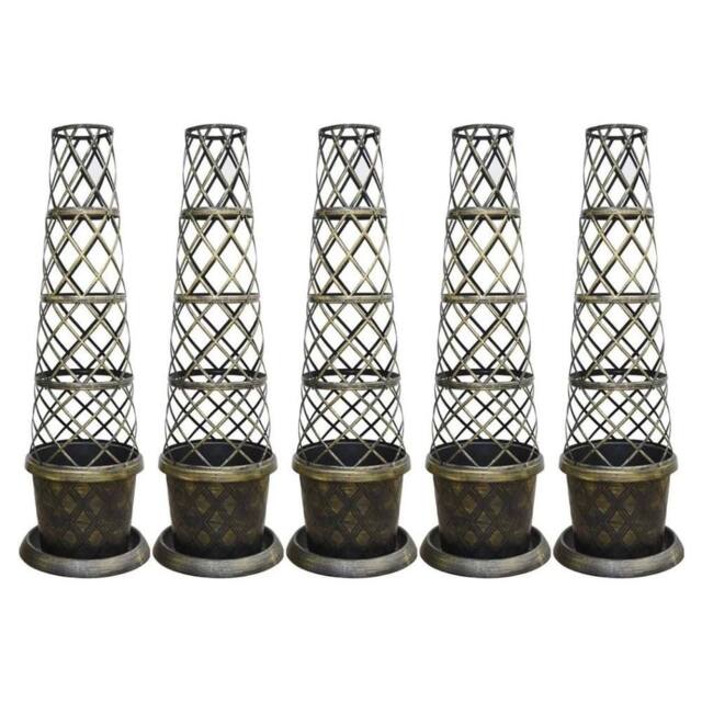 FLAVORA 5x Black & Gold Tower Pot Climbing Plant Planter - Size: 100g - image 1