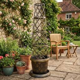 FLAVORA 5x Black & Gold Tower Pot Climbing Plant Planter - Size: 100g - thumbnail 2