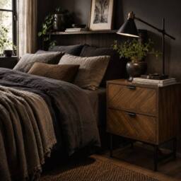 Wyld Haus Lipana Wood Walnut Brown 2 Drawer Bedside Table with Metal Handles - thumbnail 2