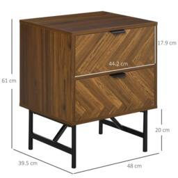 Wyld Haus Lipana Wood Walnut Brown 2 Drawer Bedside Table with Metal Handles - thumbnail 5