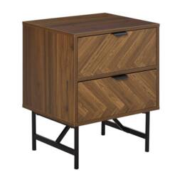 Wyld Haus Lipana Wood Walnut Brown 2 Drawer Bedside Table with Metal Handles - thumbnail 3