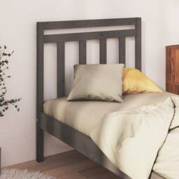 Berkfield Home Beautiful Bed Headboard Grey 106x4x100 cm Solid Wood Pine - Size: 106 x 4 x 100 cm - thumbnail 2