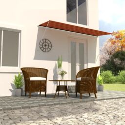 Berkfield Home Retractable Awning 350x150 cm Orange & Brown - thumbnail 1