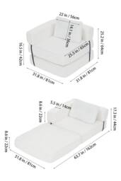 Living and Home Corduroy Folding Sofa Bed with Pillow in White - thumbnail 4
