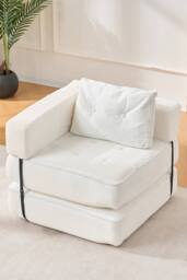 Living and Home Corduroy Folding Sofa Bed with Pillow in White