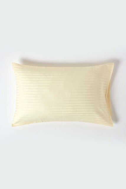 Homescapes Egyptian Cotton Satin Stripe Housewife Pillowcase 330 TC in Bright Yellow - image 1
