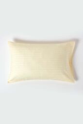 Homescapes Egyptian Cotton Satin Stripe Housewife Pillowcase 330 TC in Bright Yellow