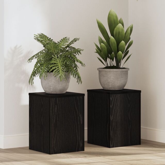 Berkfield Home Plant Stands 2 pcs Black Oak 25x25x35 cm Engineered Wood - Size: 25 x 25 x 35 cm - image 1