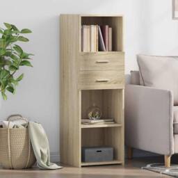 Berkfield Home Highboard Sonoma Oak 40x42.5x124 cm Engineered Wood in Light Tan