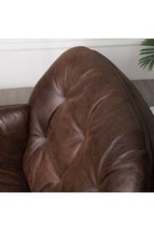Living and Home Vintage PU Leather Tufted Leisure Armchair with Metal Legs in Brown - thumbnail 6