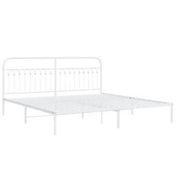 Berkfield Home Metal Bed Frame without Mattress with Headboard White 193x203cm - Size: 193x203 cm - thumbnail 3