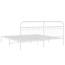 Berkfield Home Metal Bed Frame without Mattress with Headboard White 193x203cm - Size: 193x203 cm - thumbnail 6