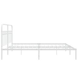 Berkfield Home Metal Bed Frame without Mattress with Headboard White 193x203cm - Size: 193x203 cm - thumbnail 5