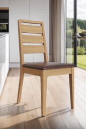 FWStyle Pair Of Natural Oak Ladder Back Dining Chairs in Brown - thumbnail 1