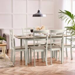 FurnitureboxUK Salcombe Extending Light Grey Wooden Table & 6 Whitby Dining Chairs - thumbnail 1