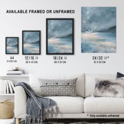 "Artery8 Classic Scottish Cottage on Coast Oil Painting Wall Art Print in Grey - Size: W12"" x H16""" - thumbnail 3