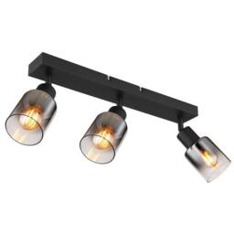 Netlighting Hubertus Ceiling Spotlight Bar Matt Black Smoke Glass Shade 3x E14