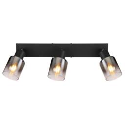 Netlighting Hubertus Ceiling Spotlight Bar Matt Black Smoke Glass Shade 3x E14 - thumbnail 4