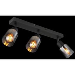 Netlighting Hubertus Ceiling Spotlight Bar Matt Black Smoke Glass Shade 3x E14 - thumbnail 5