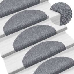 Berkfield Home Self-adhesive Stair Mats 5 pcs Light Grey 65x21x4 cm Needle Punch - Size: Medium - thumbnail 1