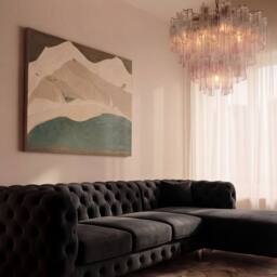 Sofaya Monaco Chesterfield 4 Seater Sofa Velvet Right Hand L Shaped Chaise in Black - Size: 4 Person - thumbnail 3