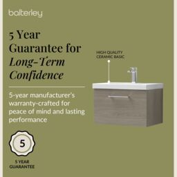 Balterley Bathroom Wall Hung 2 Soft Close Drawer Vanity Unit, Satin Green, 610mm in Brown - thumbnail 6