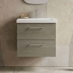 Balterley Bathroom Wall Hung 2 Soft Close Drawer Vanity Unit, Satin Green, 610mm in Brown - thumbnail 9