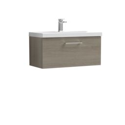 Balterley Bathroom Wall Hung 2 Soft Close Drawer Vanity Unit, Satin Green, 610mm in Brown - thumbnail 1