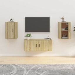 Berkfield Home Wall Mounted TV Cabinets 2 pcs Sonoma Oak 40x34.5x60 cm in Brown - thumbnail 1