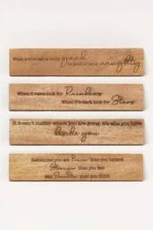 Homescapes Sayings Plaque Wall Art, 5 x 26cm, Set of 4 in Beige - Size: 5 x 26 cm - thumbnail 1