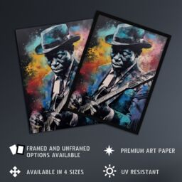 Artery8 Wall Art Print Modern Blues Music Musician Colourful Painting Splat Art Portrait Art Framed - Size: A4 - thumbnail 2