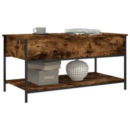 Berkfield Home Coffee Table Smoked Oak 100x50x50 cm Engineered Wood & Metal in Brown - Size: 100 x 50 x 50 cm - thumbnail 4