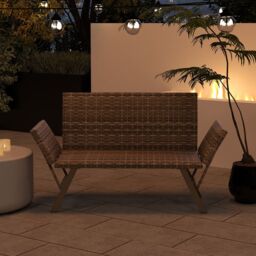 Costway Patio Convertible Sofa for 2 Quick Dry Foam Padded Rattan Loveseat in Grey - thumbnail 9