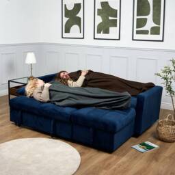 Bravich LTD Milo Corner Sofa Bed with Storage - Velvet Sofa Bed & Pull Out Bed in Blue - thumbnail 8