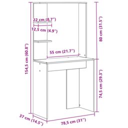 Berkfield Home Concrete Grey Computer Desk Concrete grey Engineered Wood Medium - thumbnail 9