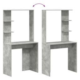 Berkfield Home Concrete Grey Computer Desk Concrete grey Engineered Wood Medium - thumbnail 8