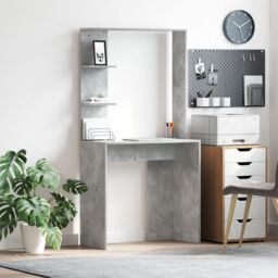 Berkfield Home Concrete Grey Computer Desk Concrete grey Engineered Wood Medium