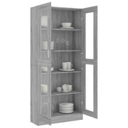 Berkfield Home Vitrine Cabinet Grey Sonoma 82.5x30.5x185.5 cm Engineered Wood - thumbnail 7