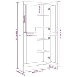 Berkfield Home Vitrine Cabinet Grey Sonoma 82.5x30.5x185.5 cm Engineered Wood - thumbnail 8