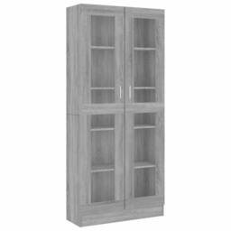 Berkfield Home Vitrine Cabinet Grey Sonoma 82.5x30.5x185.5 cm Engineered Wood - thumbnail 3