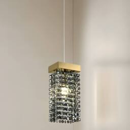 CGC Lighting Astley Gold & Grey Smoked Crystal Droplets Adjustable Height Ceiling Pendant Light - thumbnail 1
