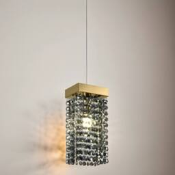 CGC Lighting Astley Gold & Grey Smoked Crystal Droplets Adjustable Height Ceiling Pendant Light - thumbnail 3