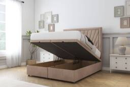 "Sloomy Somerset Naples Ottoman Bed Base-26"" Strutted Headboard in Light Brown - Size: Single" - thumbnail 2