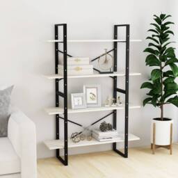 Berkfield Home Decorative 4-Tier Book Cabinet White 100x30x140 cm Solid Pine Wood - Size: 100 x 30 x 140 cm - thumbnail 1