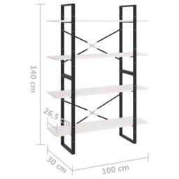 Berkfield Home Decorative 4-Tier Book Cabinet White 100x30x140 cm Solid Pine Wood - Size: 100 x 30 x 140 cm - thumbnail 8