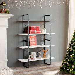 Berkfield Home Decorative 4-Tier Book Cabinet White 100x30x140 cm Solid Pine Wood - Size: 100 x 30 x 140 cm - thumbnail 2