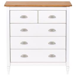 Wyld and Coco Sideboard White 5-Drawer Chest with Wooden Top - thumbnail 5