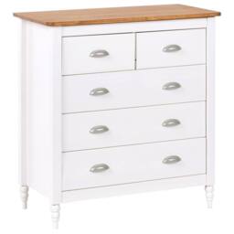 Wyld and Coco Sideboard White 5-Drawer Chest with Wooden Top - thumbnail 2