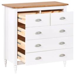Wyld and Coco Sideboard White 5-Drawer Chest with Wooden Top - thumbnail 4